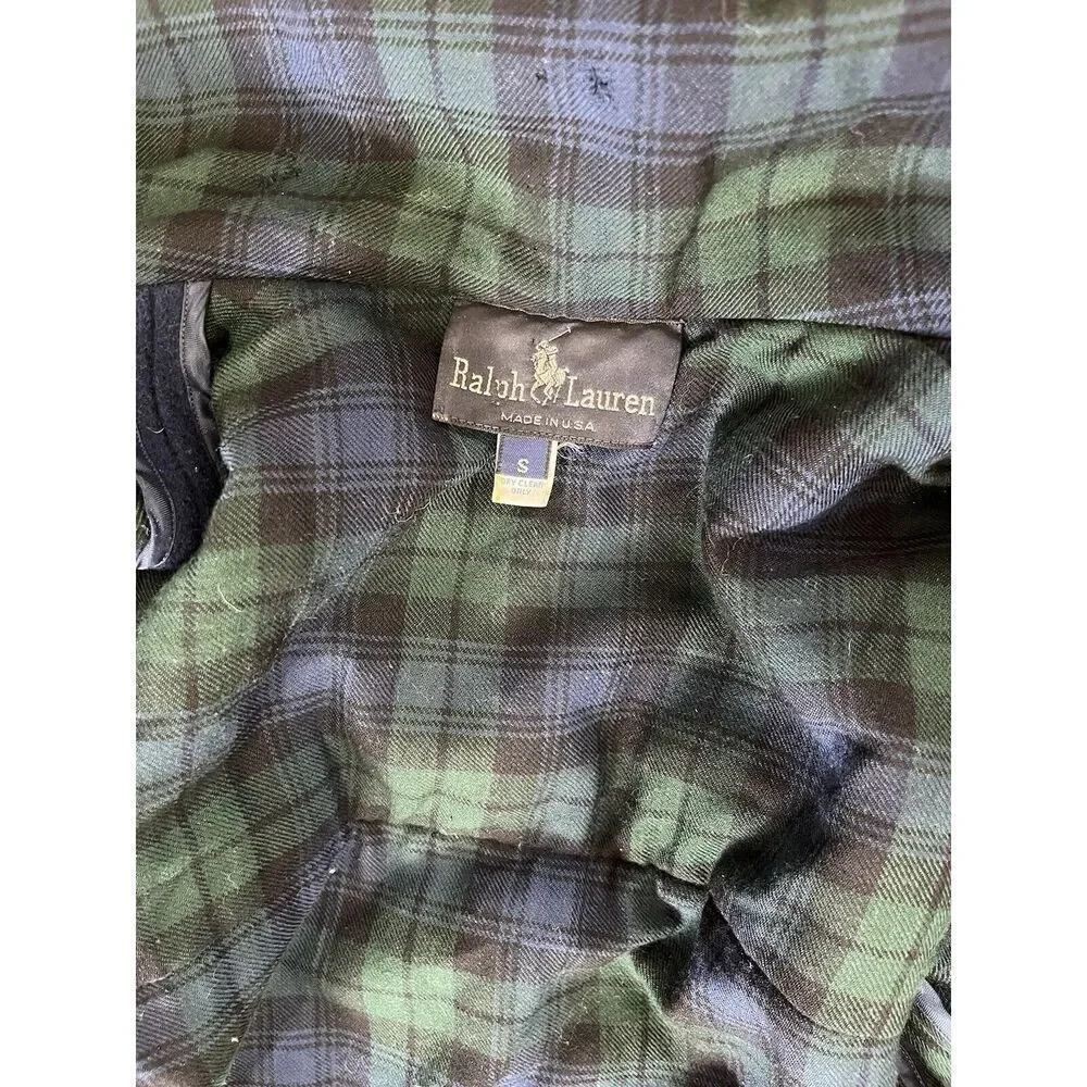 Vintage Polo Ralph Lauren Men’s S Hooded Toggle Coat, Navy Wool Twill Women’s M